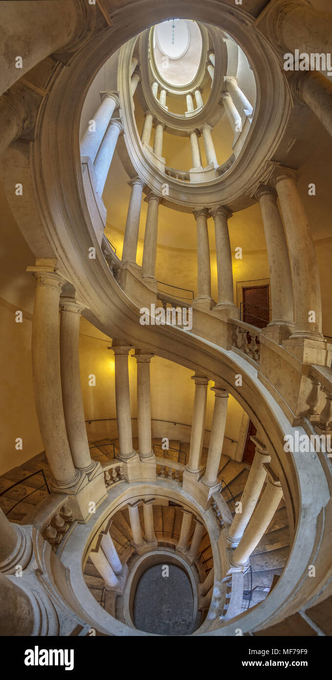 Borromini helicoidal staircase at Palazzo Barberini (Rome Stock Photo