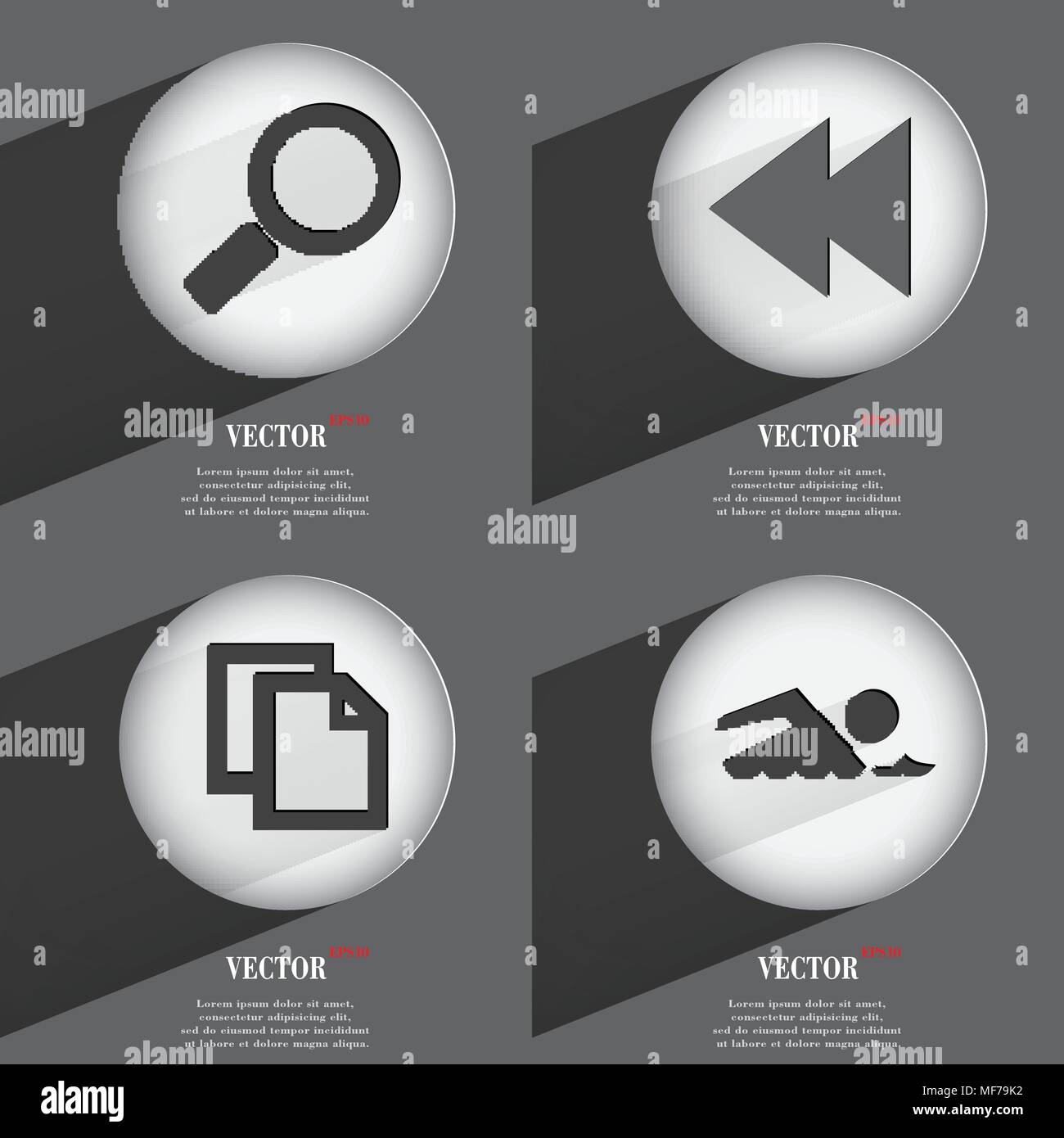 Set of Trendy buttons. Icons With Long Shadow. Vector illustration ...