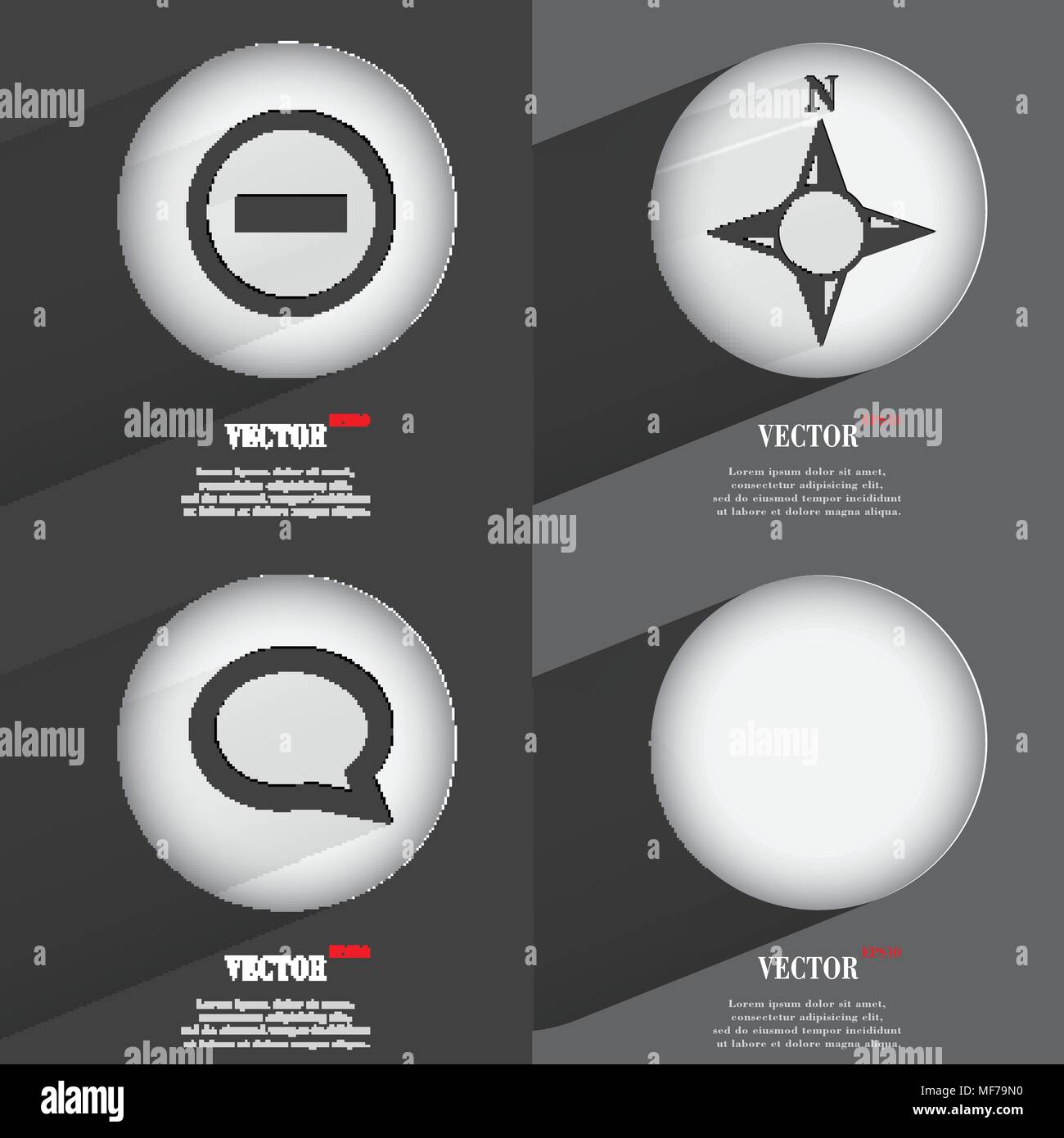 Set of Trendy buttons. Icons With Long Shadow. Vector illustration ...