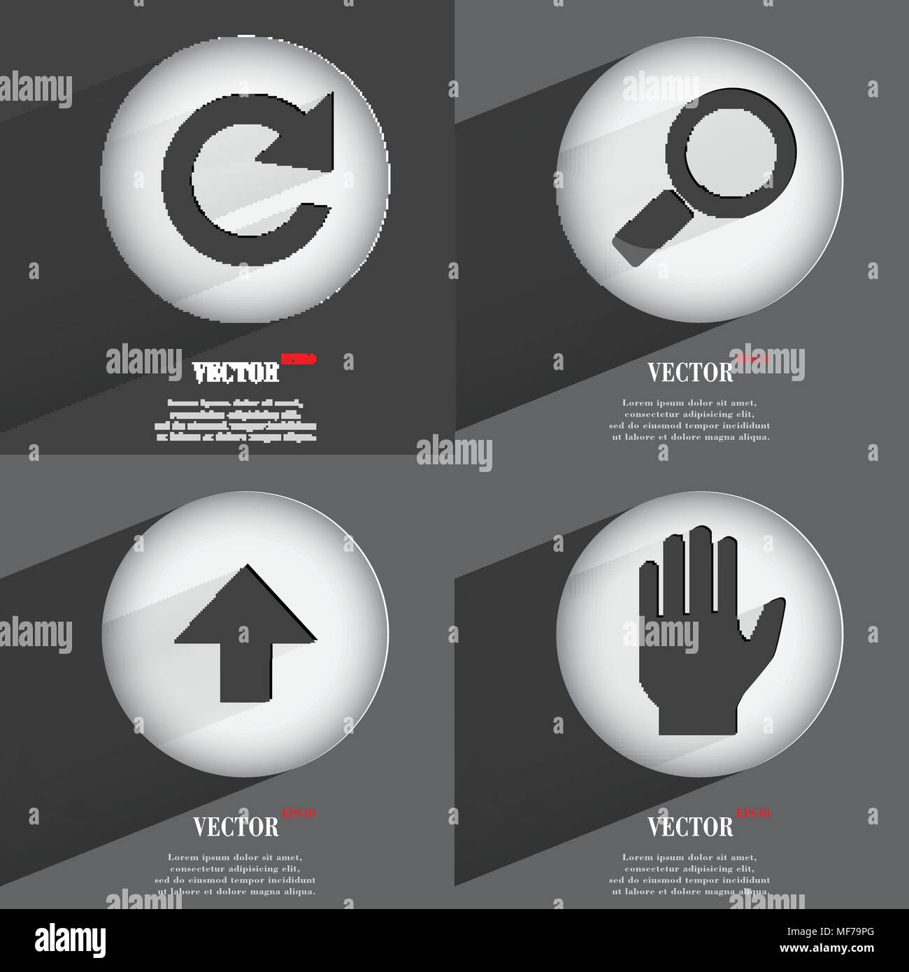 Set of Trendy buttons. Icons With Long Shadow. Vector illustration ...