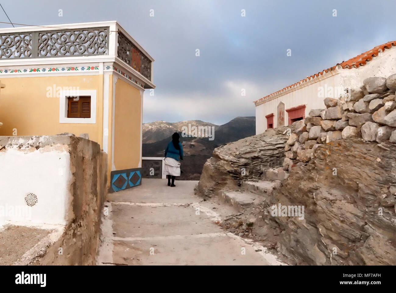 Greece, Aegean Islands, Olympos is a village and a former community on the island of Karpathos Stock Photo
