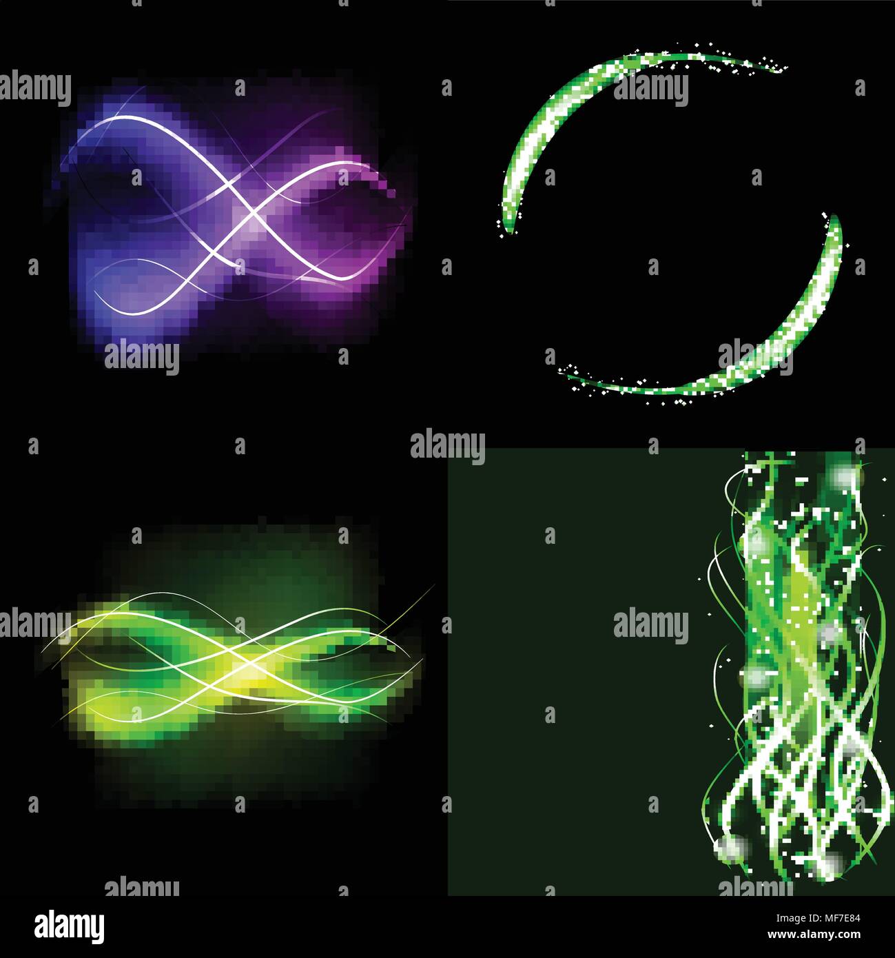 Set of colorful abstract background with blurred magic neon light ...