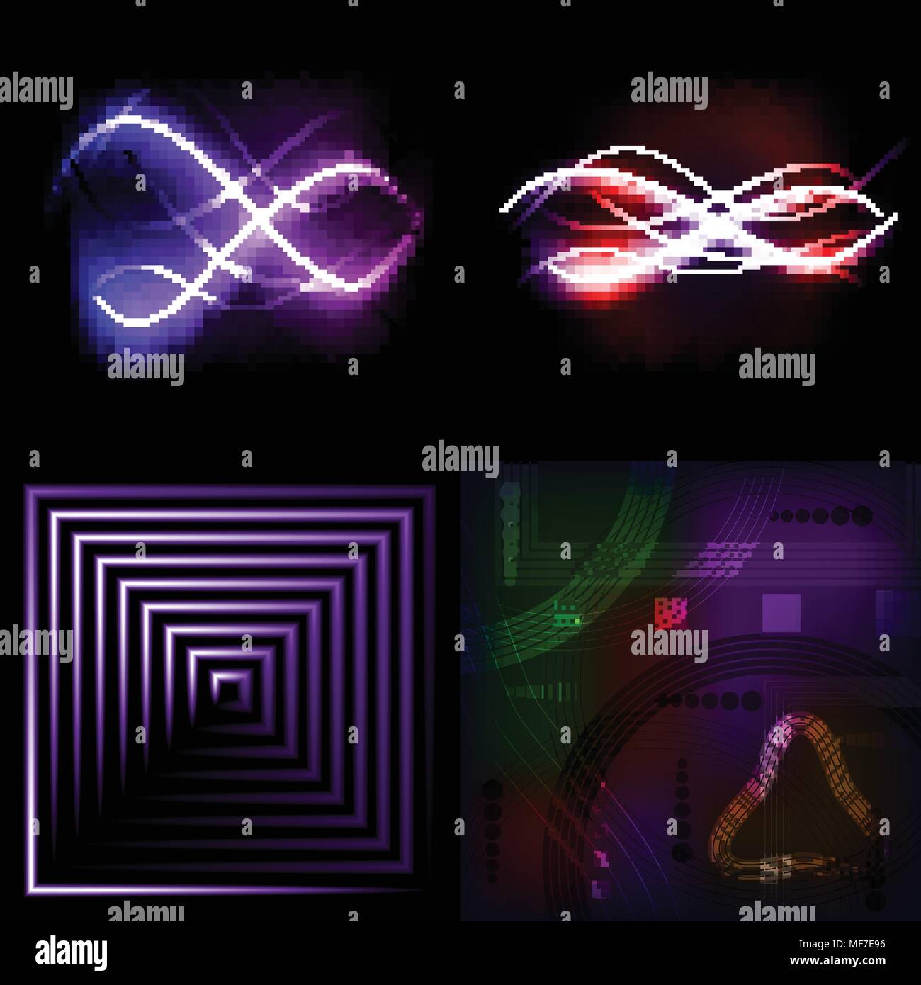 Set of colorful abstract background with blurred magic neon light ...