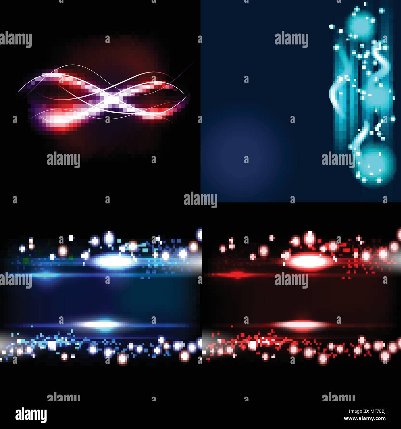 Set of colorful abstract background with blurred magic neon light ...