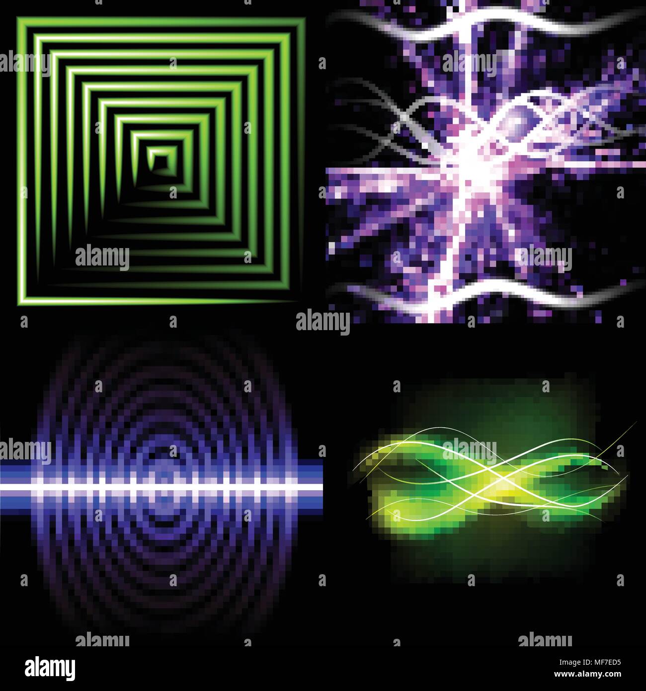 Set of colorful abstract background with blurred magic neon light ...