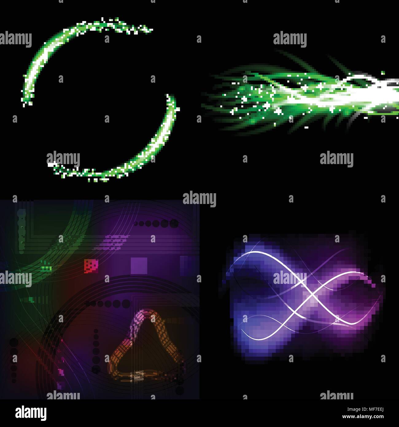 Set of colorful abstract background with blurred magic neon light ...