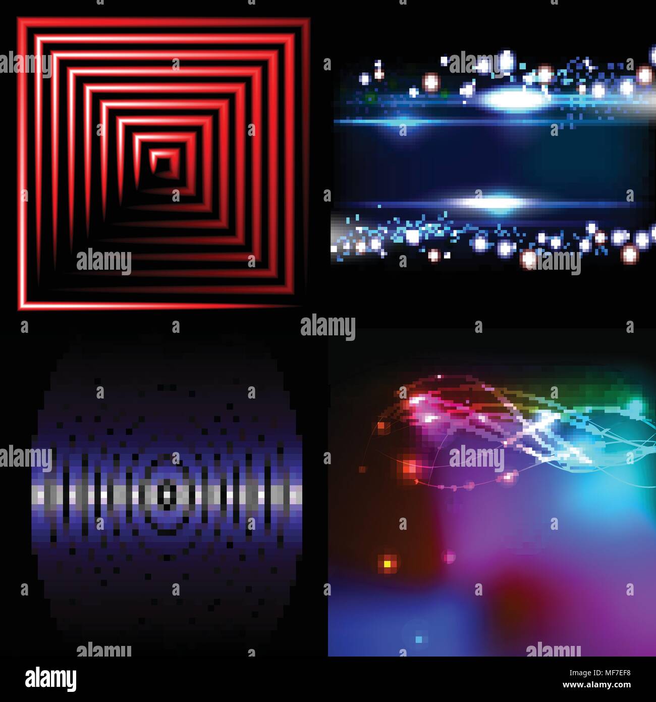 Set of colorful abstract background with blurred magic neon light ...