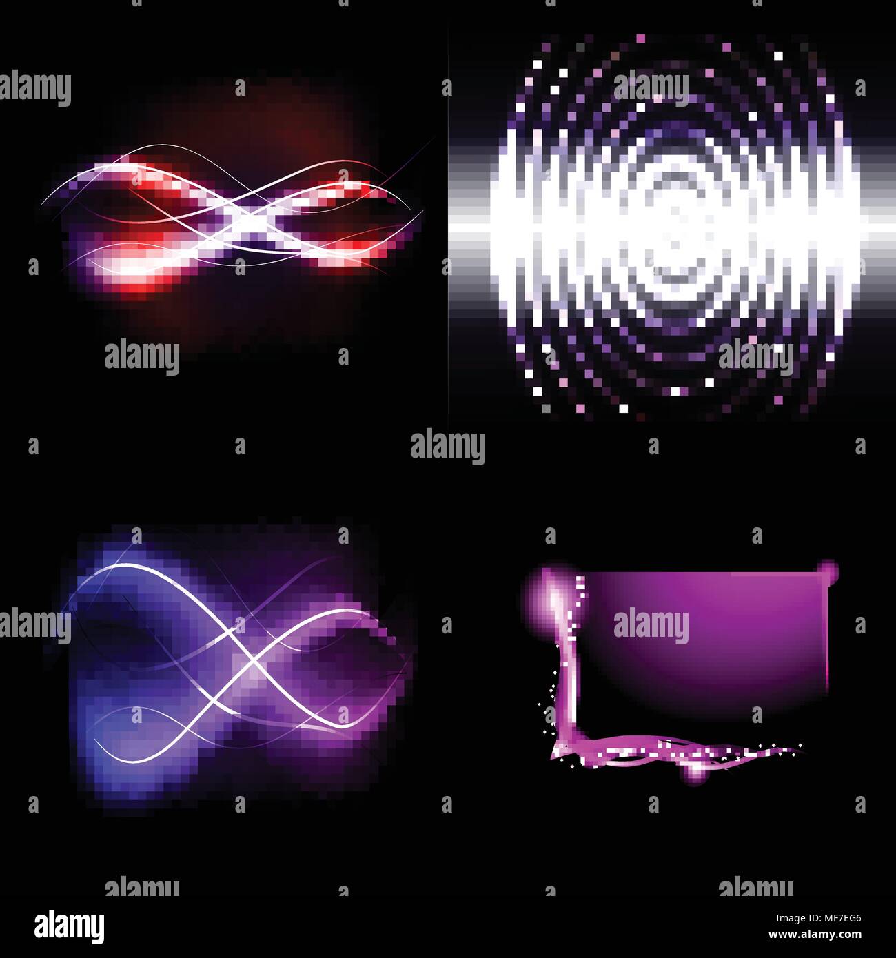 Set of colorful abstract background with blurred magic neon light ...