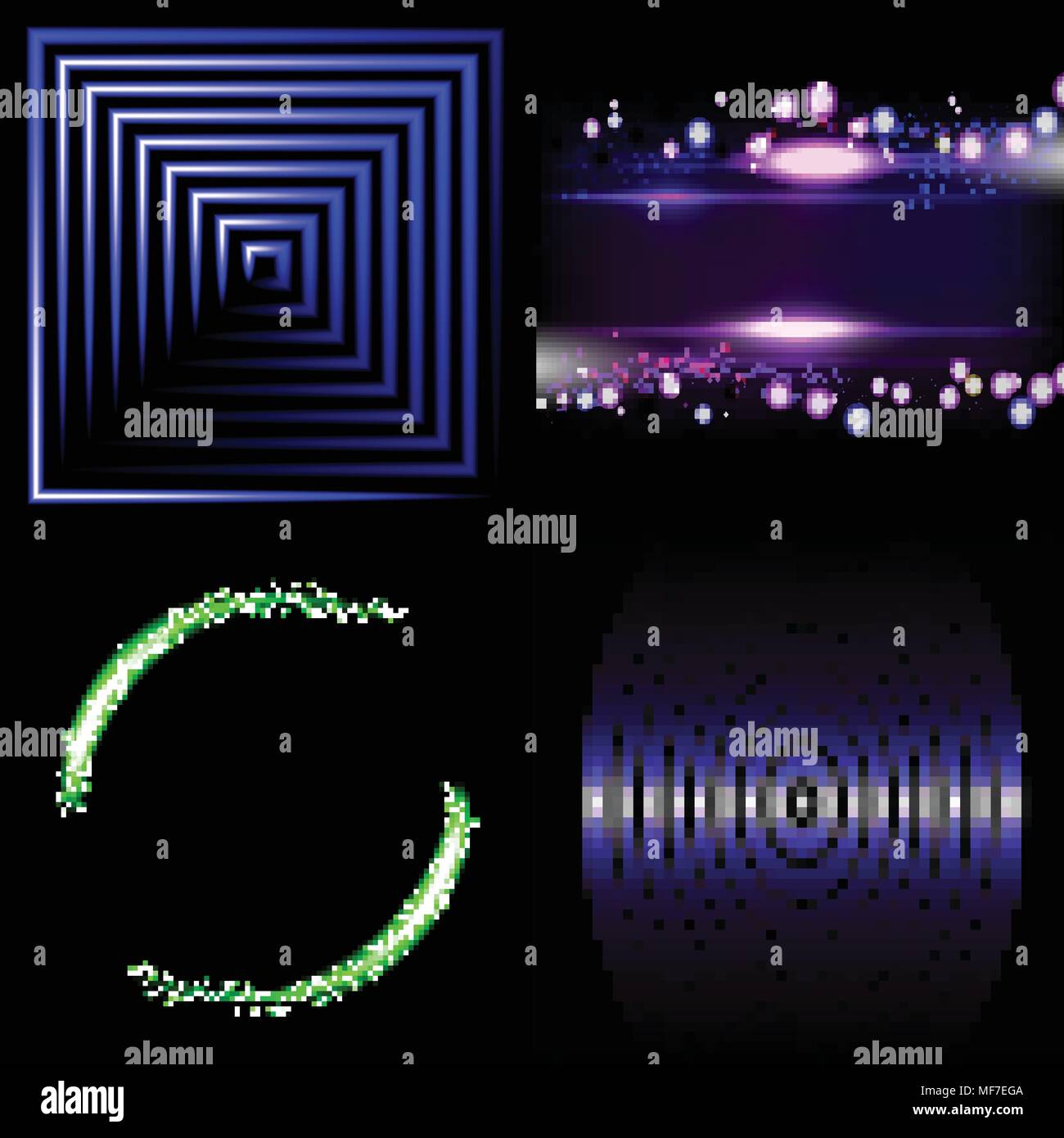 Set of colorful abstract background with blurred magic neon light ...