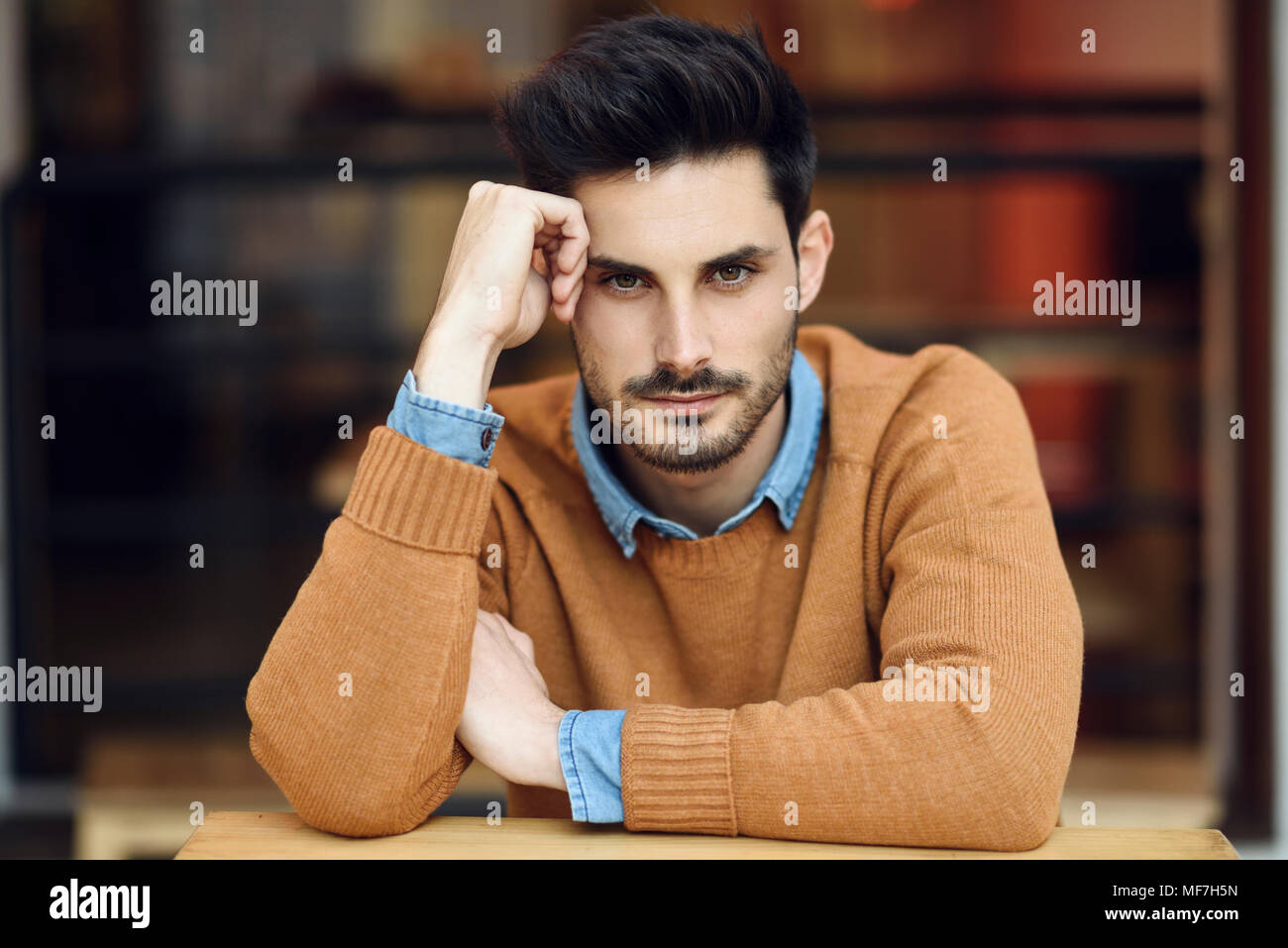 Spain Andalusia Granada Attractive Young Man With Modern