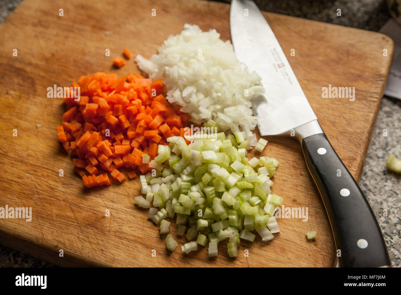 Chopped onion, celery and carrot Stock Photo Alamy