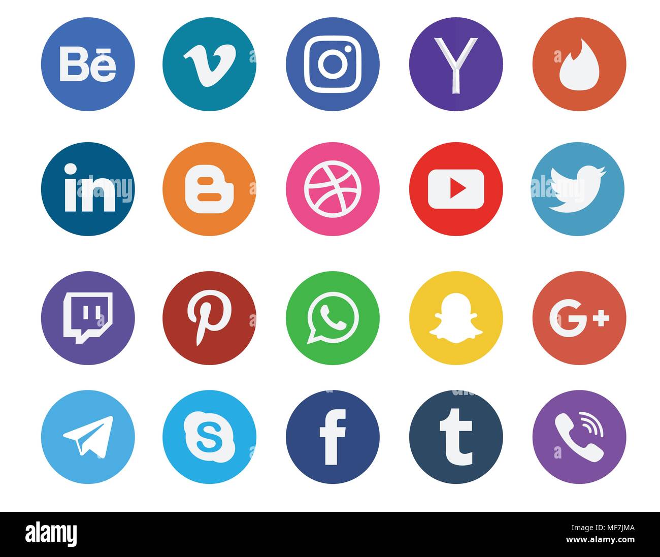 Social media icon collection with different types of web button icon set Stock Vector
