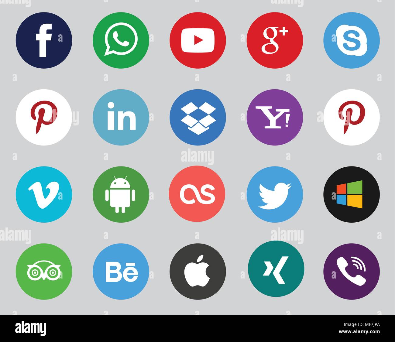 Social media icon collection with different types of web button icon set Stock Vector