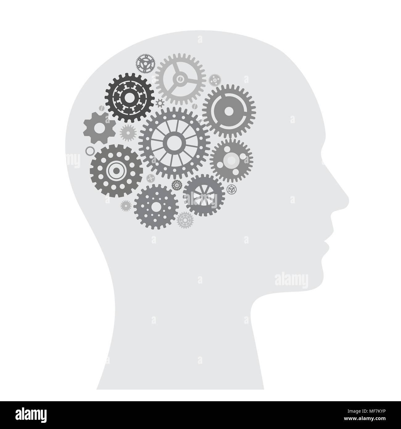 Human brain with wheel collection Stock Vector