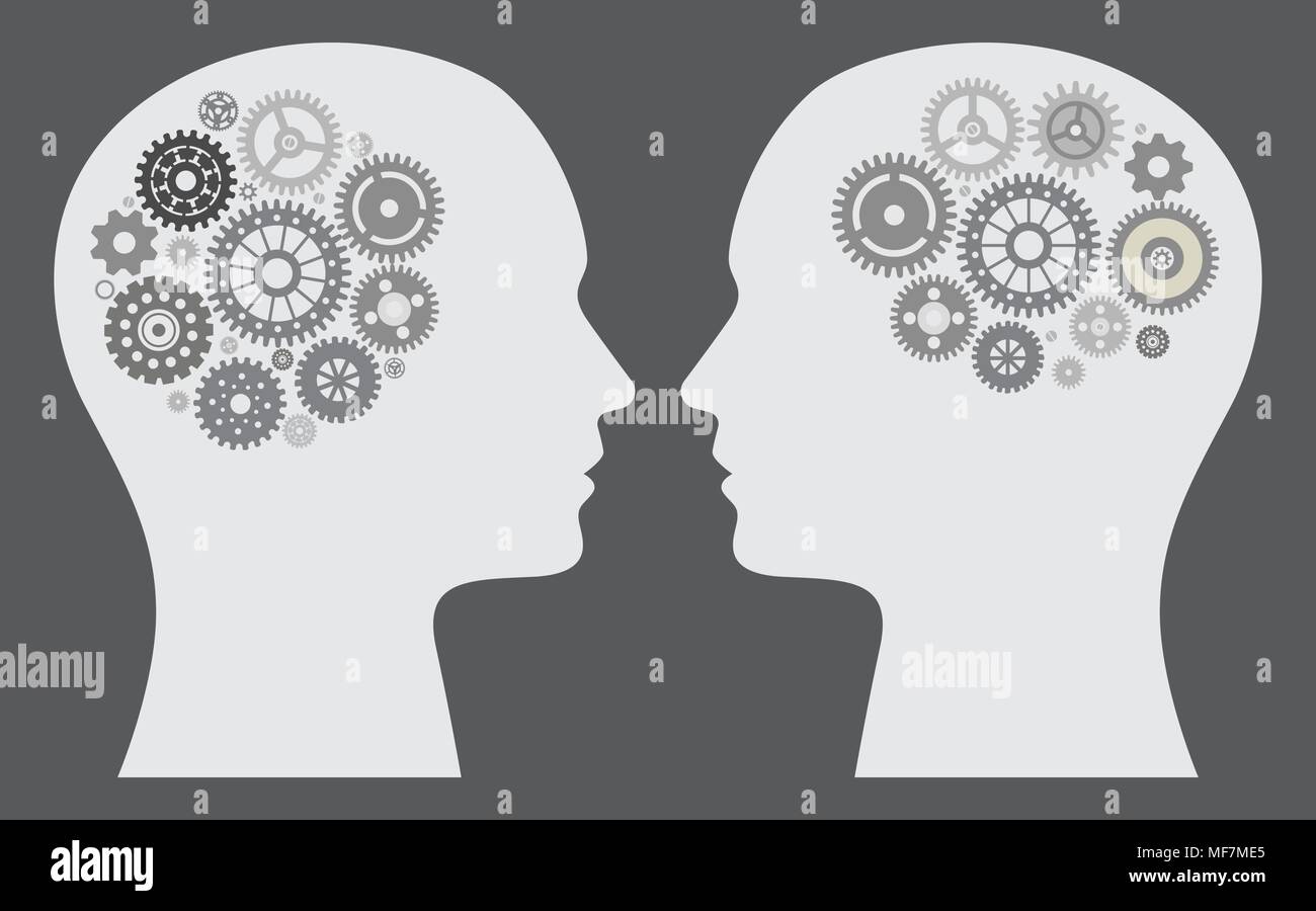Human brain with wheel collection Stock Vector