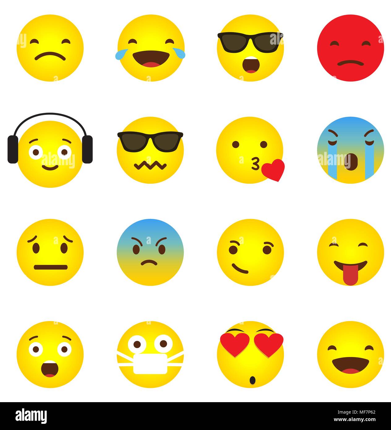 Emoji icon collection with different emotional faces Stock Vector Image ...