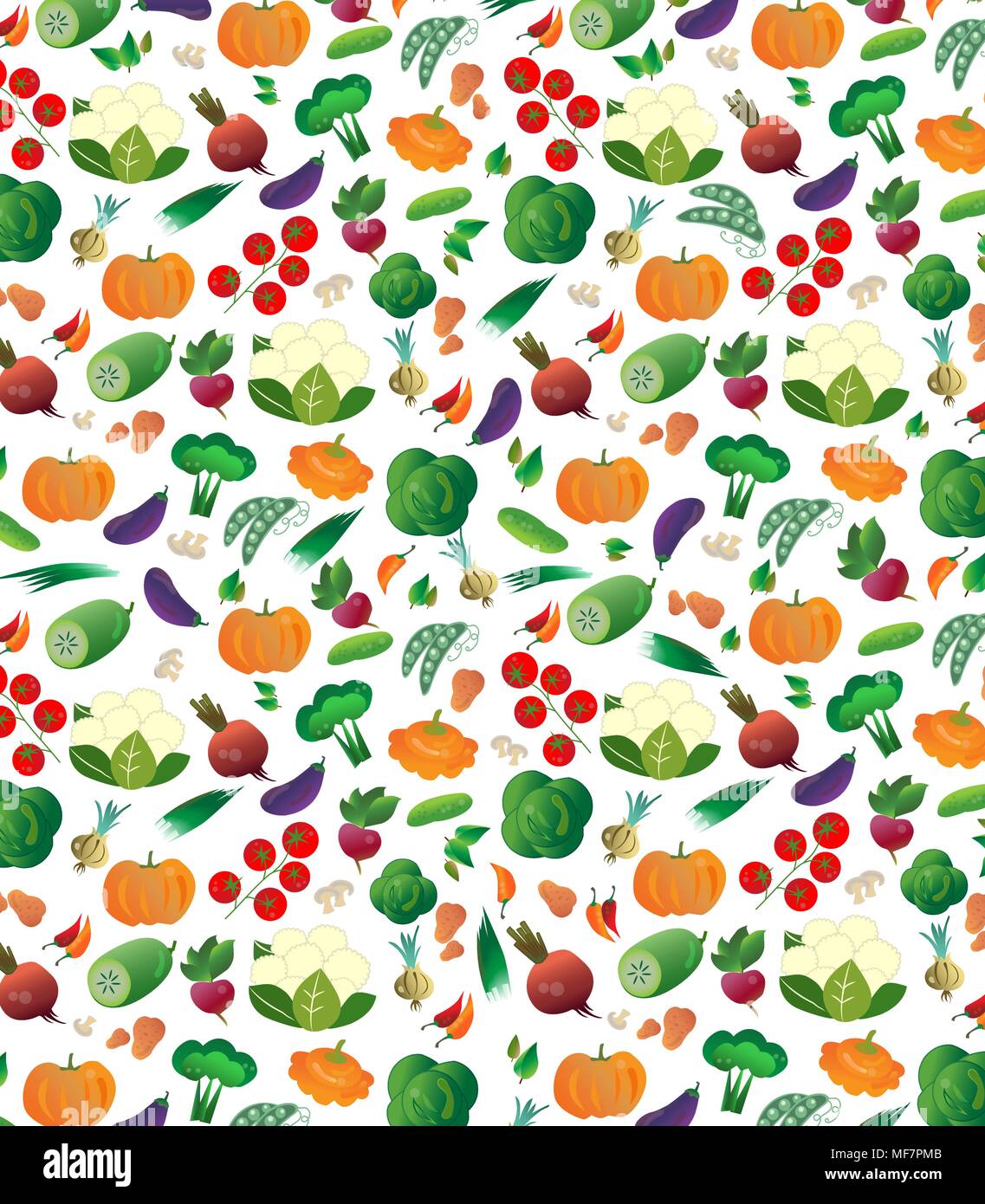 Pattern with colored vegetables. Vector illustration for your design Stock Vector