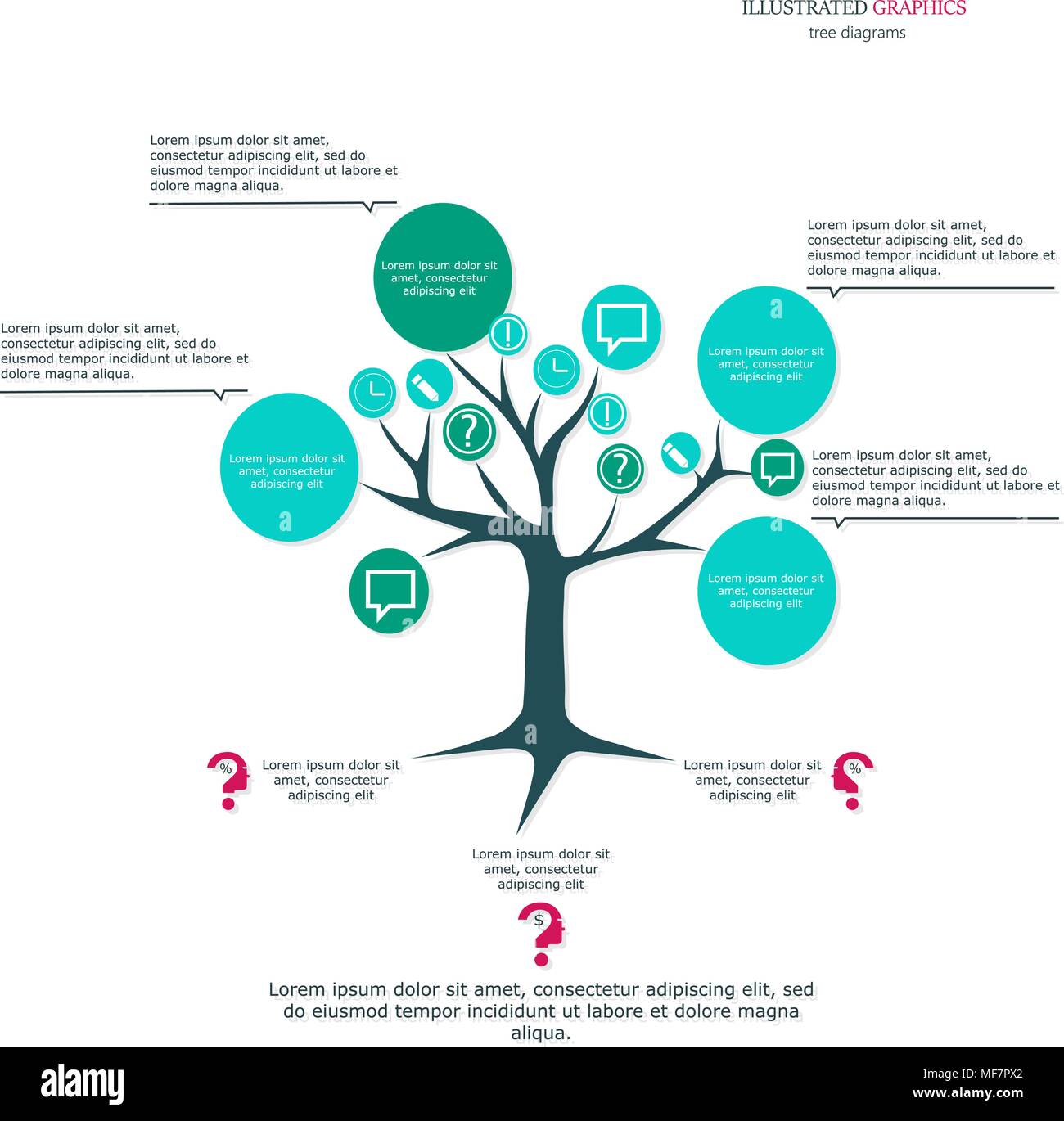 Process chart. Vector diagram, trees. Can be used for workflow layout