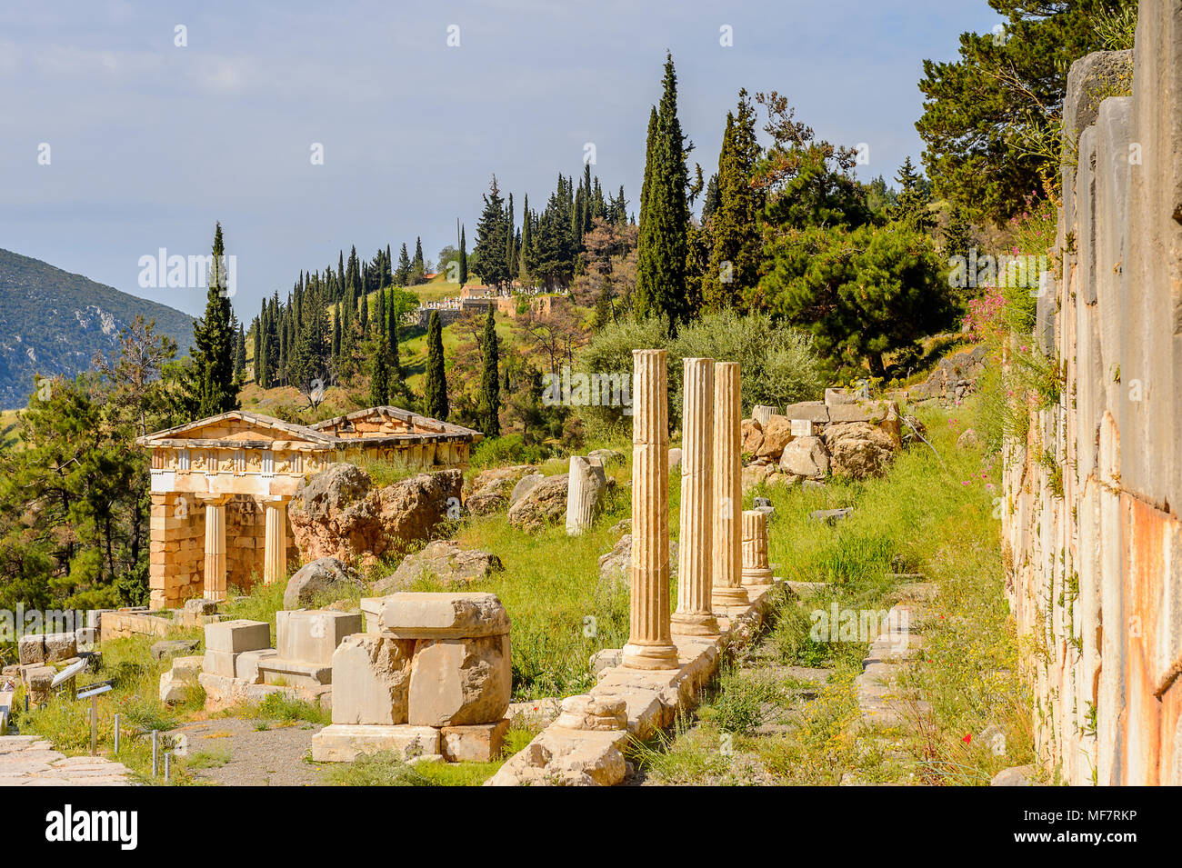 Athenian Treasury in Delphi, an archaeological site in Greece, at the ...