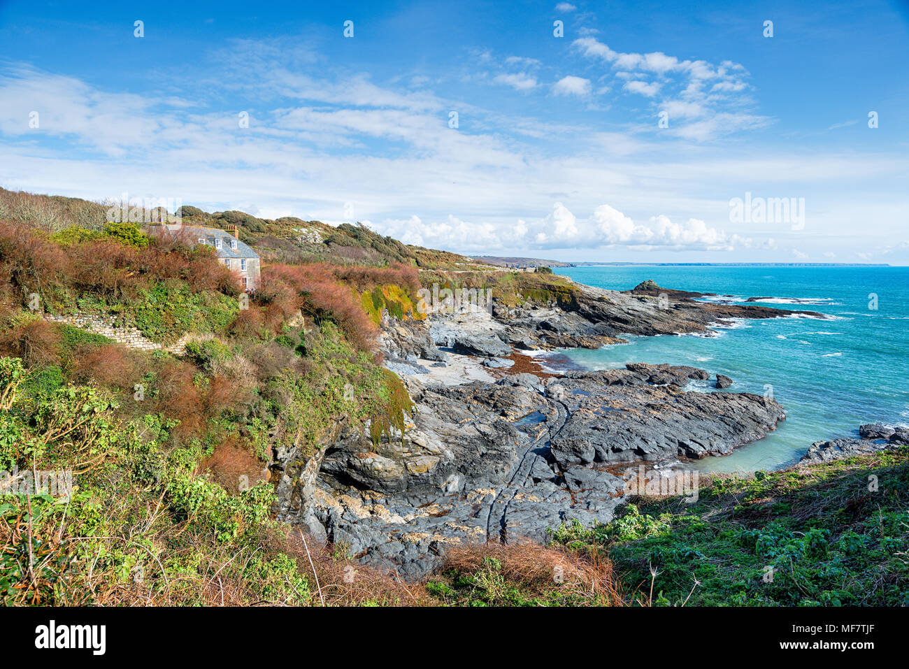 Prussia Cove a small hamlet named after an 18th Century smuggler, near Penzance on the Cornwall coast Stock Photo