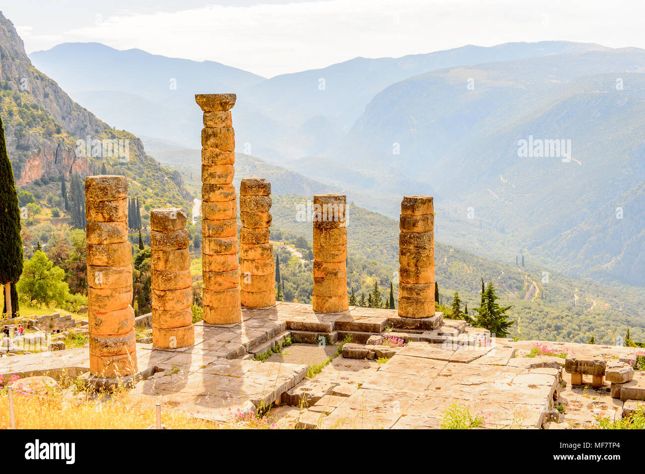 Ancient ruins of Delphi, an archaeological site in Greece, at the Mount ...