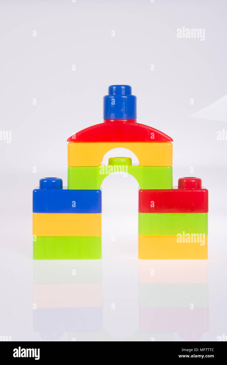 toy. Plastic toy blocks on the background Stock Photo - Alamy
