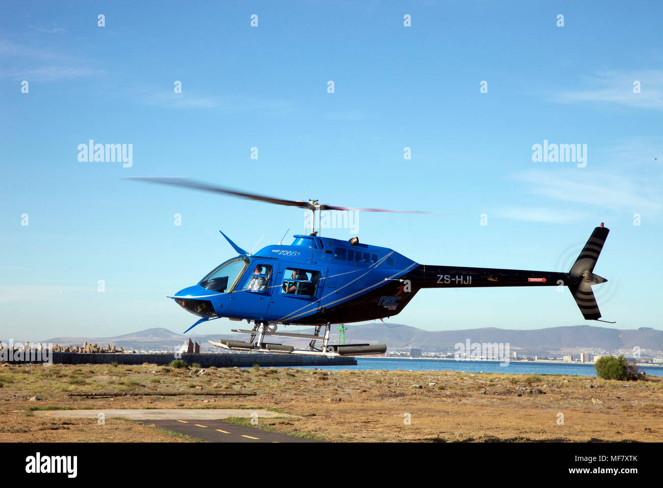 Nac helicopter sets off on a sightseeing tour of Cape Town, South Africa Stock Photo