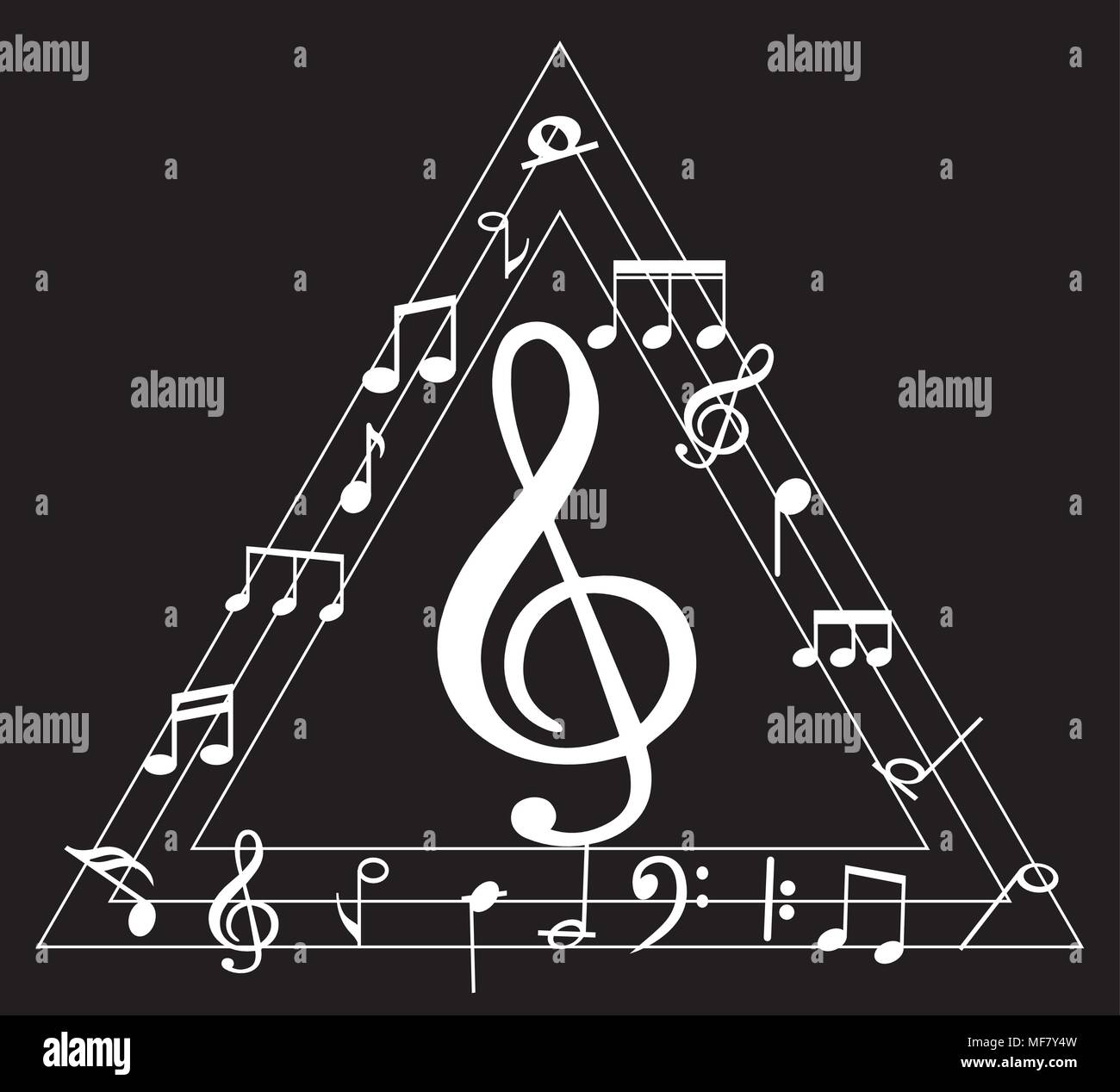 Music note background with different music symbols Stock Vector