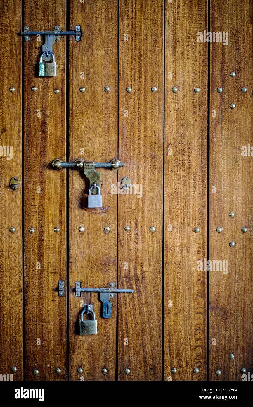 Old style wooden door in Kuwait souq Stock Photo