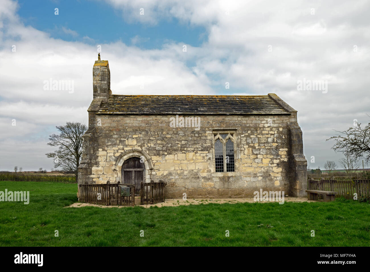 St Mary's Church, Lead is an isolated, redundant Anglican chapel standing close to the Battle of Towton (1461) which was part of the War of the Roses. Stock Photo