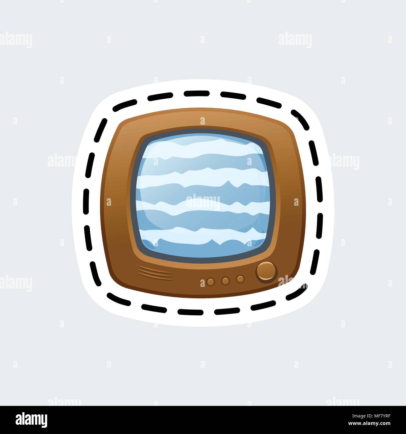 Cartoon vintage tv in patch style. Clip Art for sticker or pin. Stock Vector