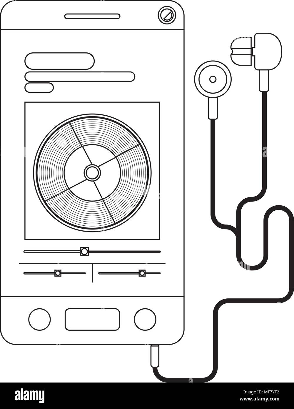 smartphone device with music player app and headphones vector ...