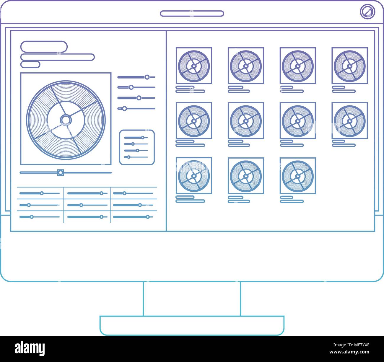 computer display with music software vector illustration design Stock ...
