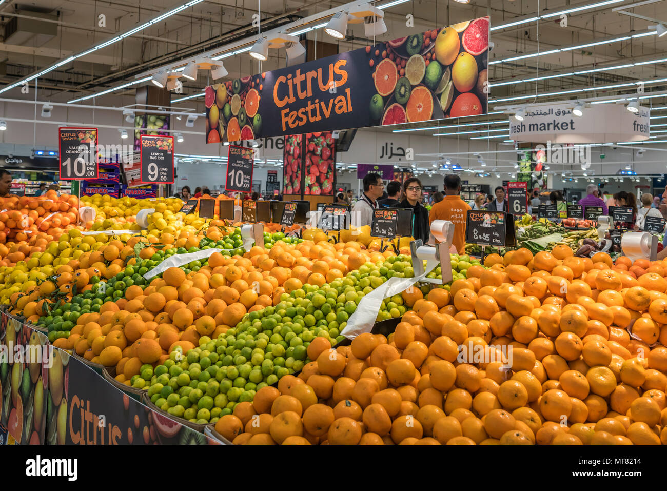 The fruit market inside the supermarket in the Mall of the Emirates, Dubai,  UAE, Middle East Stock Photo - Alamy