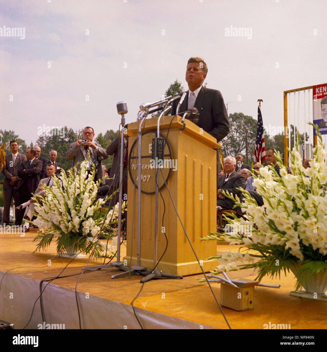 SWPC-JFK-C002-006     17 September 1960  Senator John F. Kennedy speaks during a presidential campaign stop in North Carolina. Stock Photo