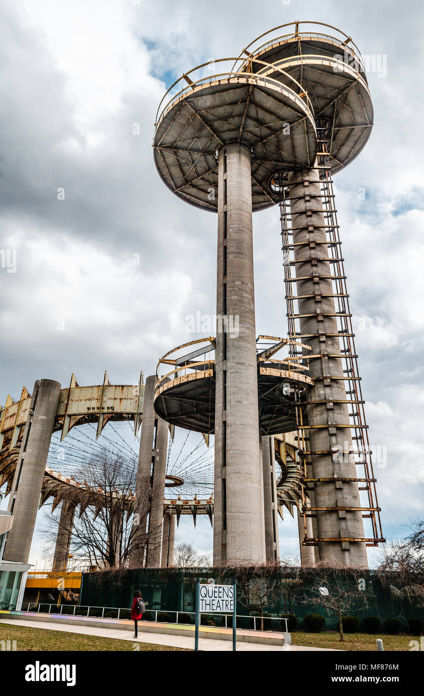 Flushing Meadows Park, world exhibition architecture, ufos, queens theatre Stock Photo