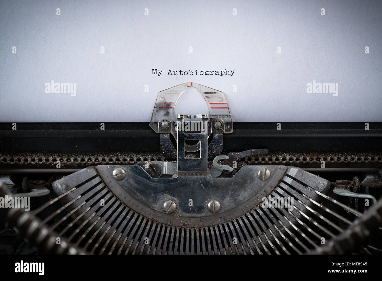 Autobiograhpy typed on an old Typewriter Stock Photo