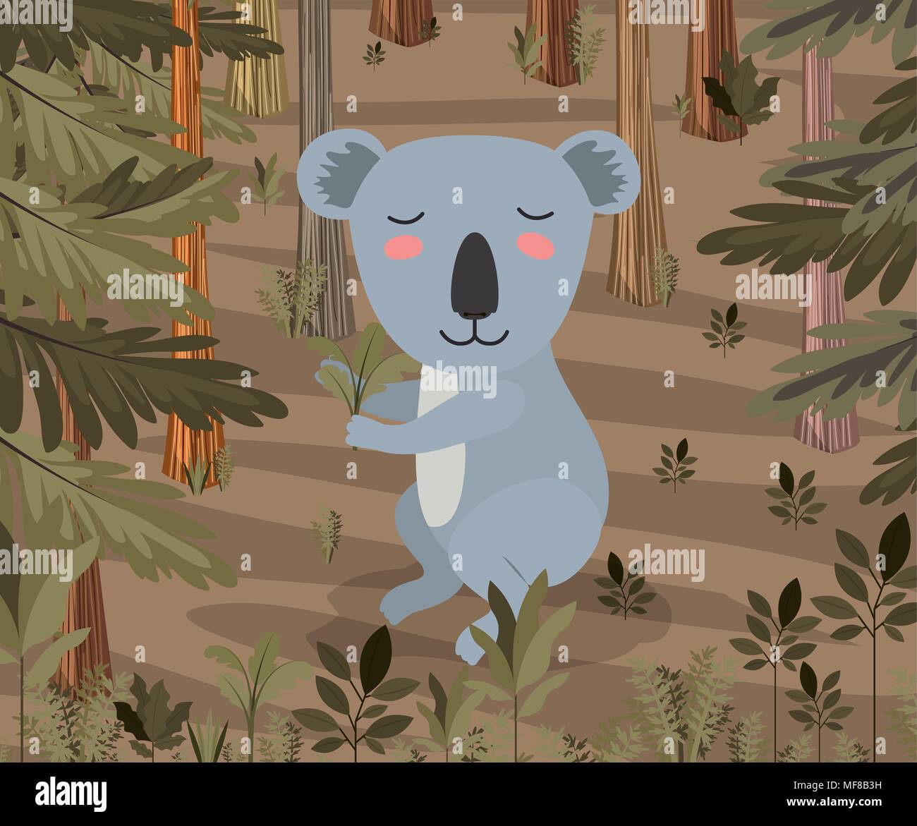 koala in the forest scene vector illustration design Stock Vector