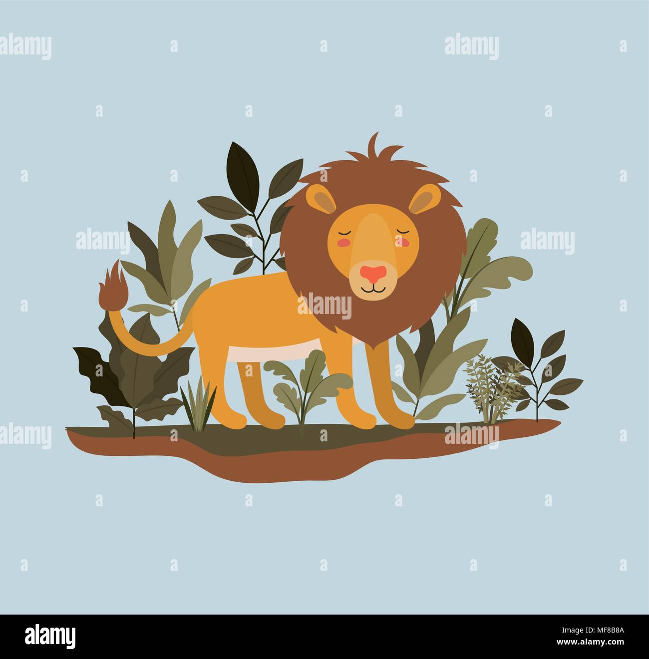 lion in the jungle scene vector illustration design Stock Vector Image ...