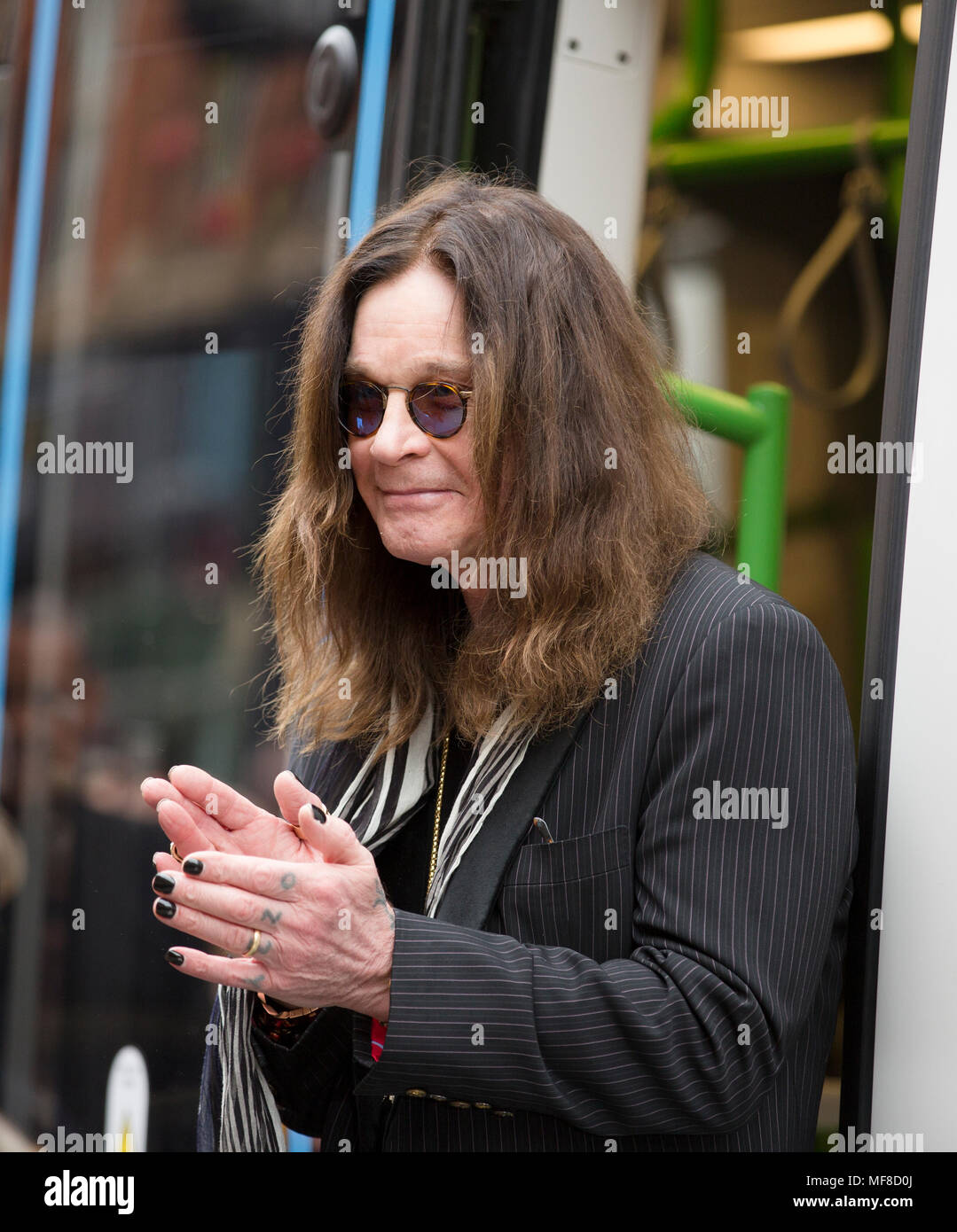 Ozzy Osbourne at an ceremony in Birmingham to name a tram after him Stock Photo