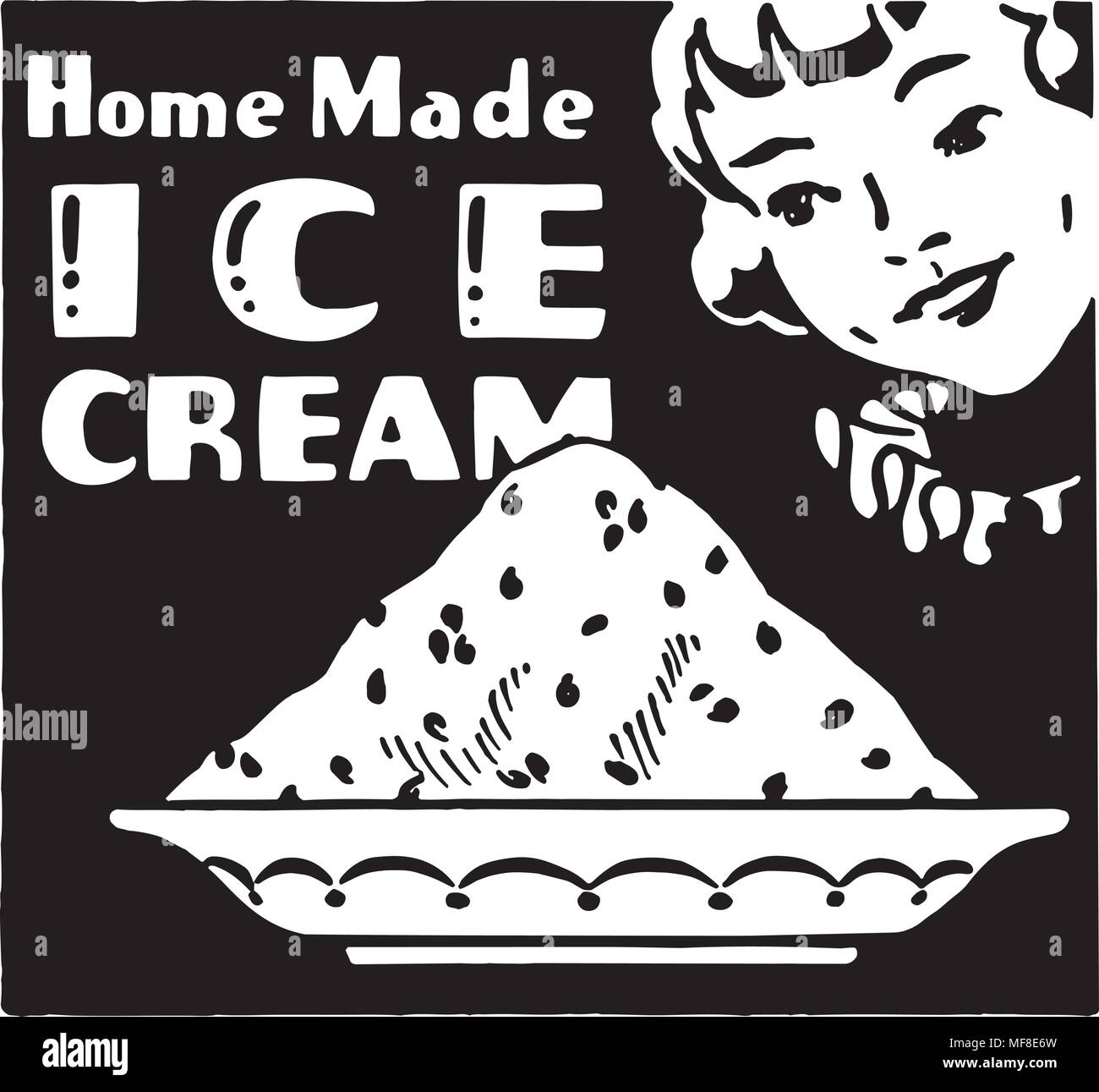 Home Made Ice Cream - Retro Ad Art Banner Stock Vector