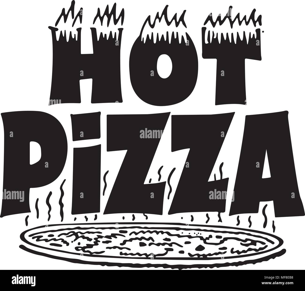 Hot Pizza Banner - Retro Ad Art Banner Stock Vector