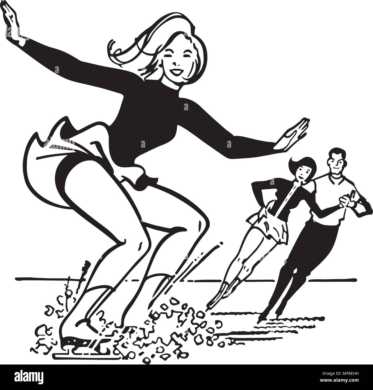 Ice Skaters - Retro Clipart Illustration Stock Vector Image & Art - Alamy