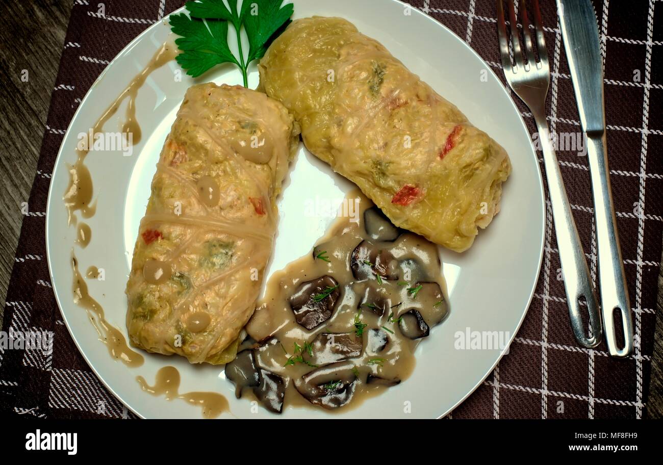Appetizing chicken rolls with stuffing Appetizing chicken rolls with stuffing