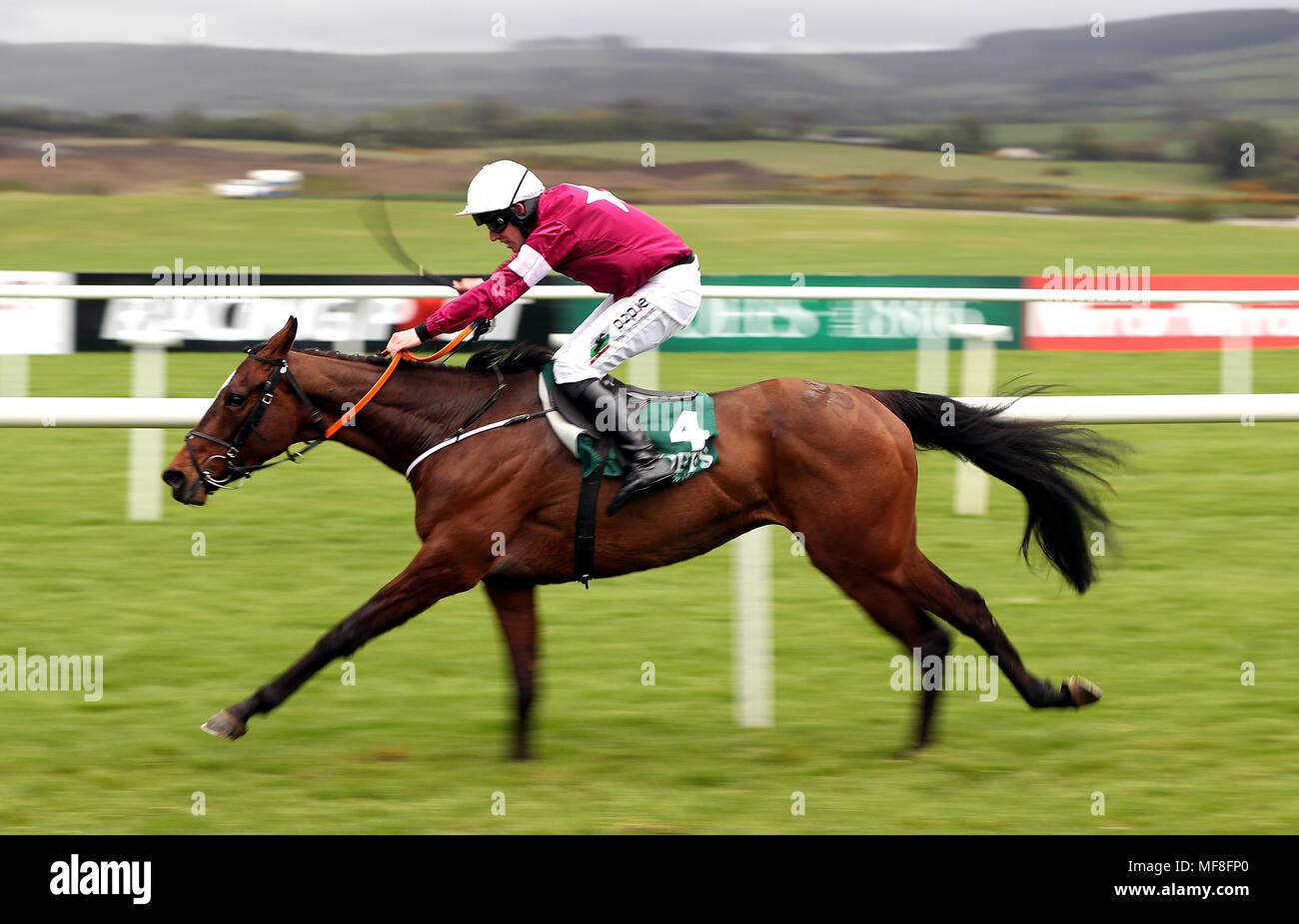 Commander Of Fleet ridden by Jockey Barry O'Neill wins the Goffs Land Rover  Bumper during day one of the Punchestown Festival 2018 at Punchestown  Racecourse, County Kildare Stock Photo - Alamy