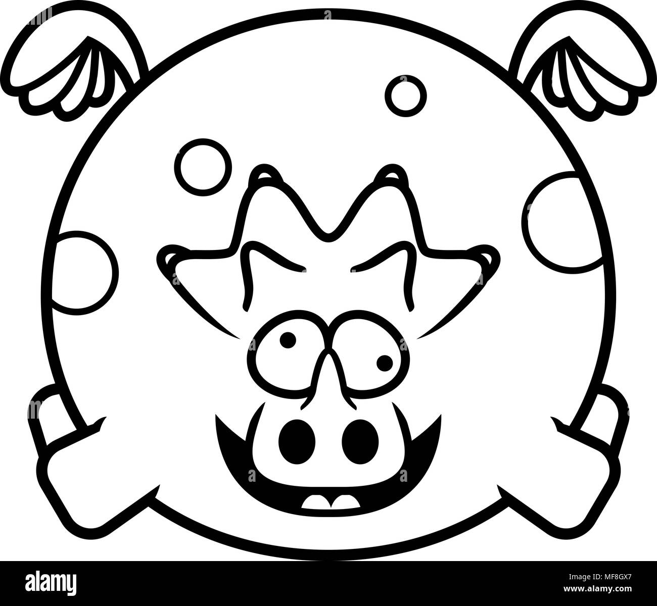 A cartoon illustration of a triceratops looking crazy. Stock Vector