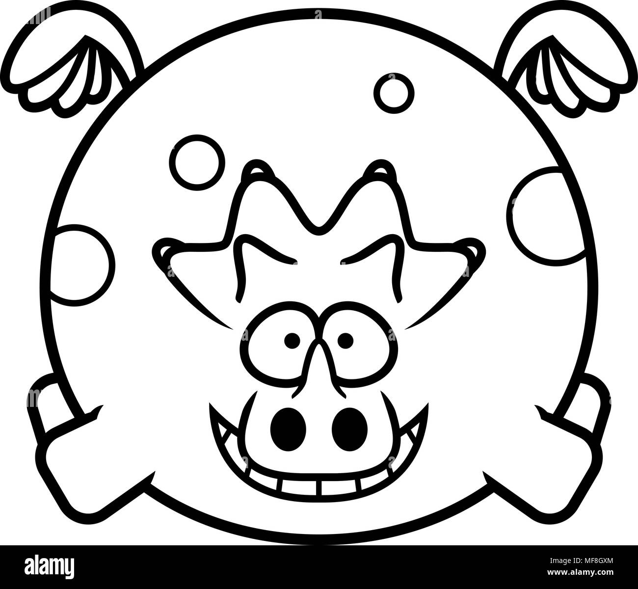 A cartoon illustration of a triceratops flying. Stock Vector