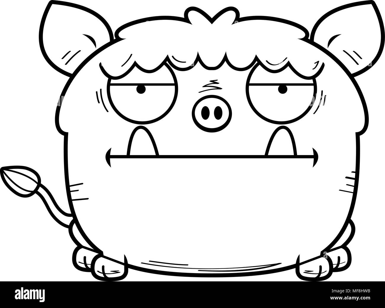 A cartoon illustration of a boar looking bored. Stock Vector