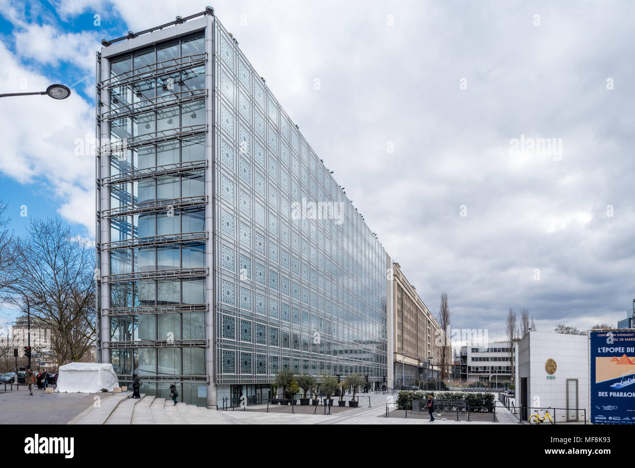 France, Paris - 5 april 2018: Institut du Monde Arabe designed by French architect Jean Mouvel Stock Photo