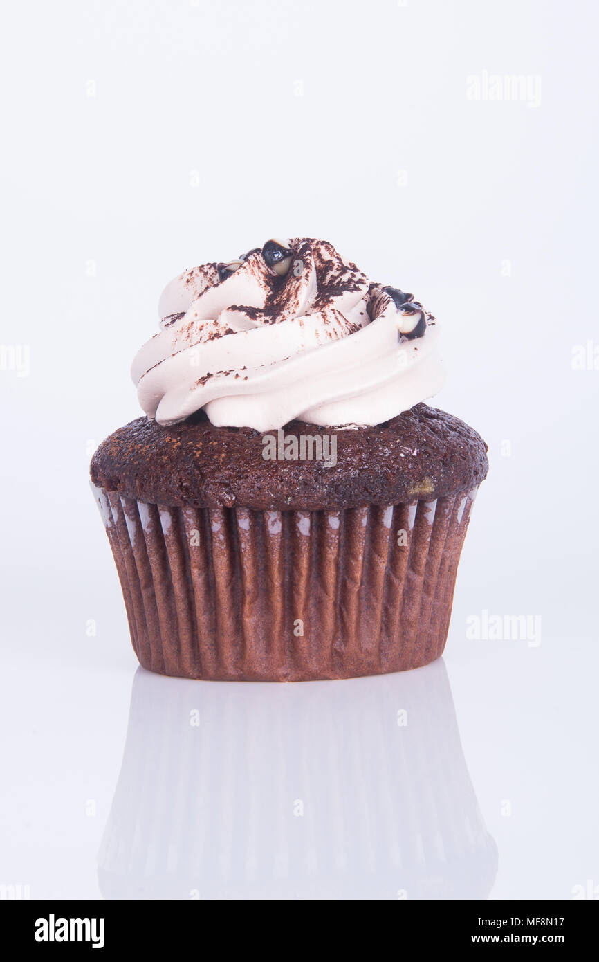 cupcake. chocolate cupcakes on the background. Stock Photo